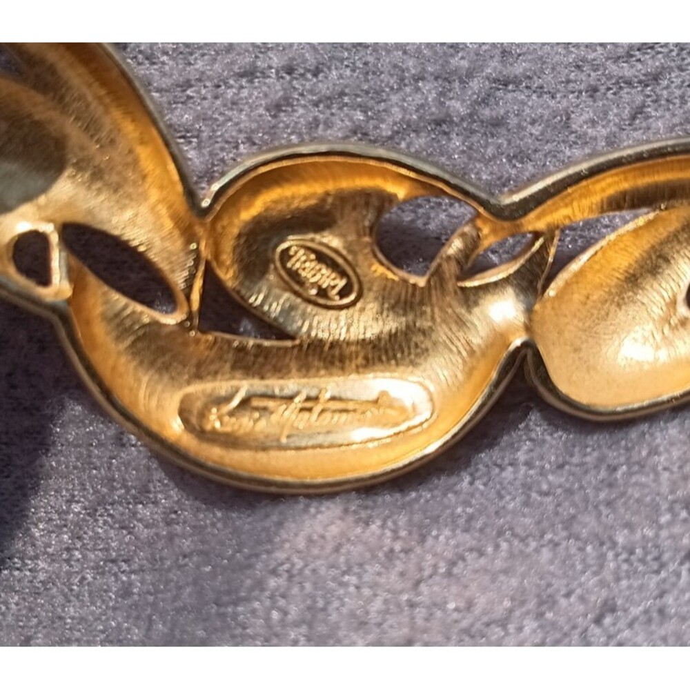 Vtg Trifari Kunio Matsumoto Modernist Gold Tone Swirl Pendant Necklace Signed - Picture 5 of 6